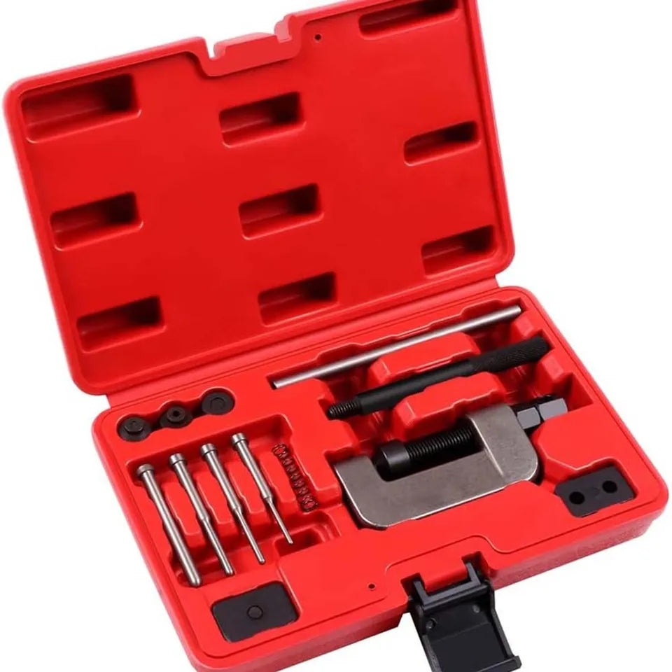 SCITOO 13pcs Drive Chain Cutter Breaker Riveting Rivet Tool Kit with Chain Pins Rivet Pin Spring Fit ATV Bike Motorcycle
