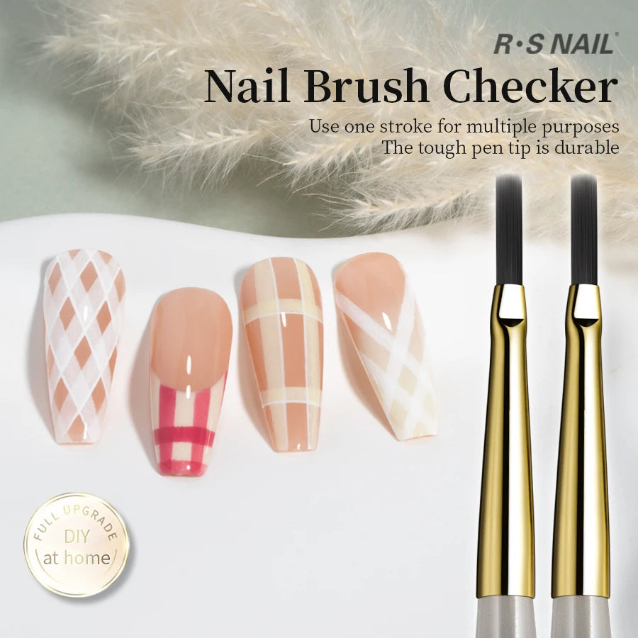 RSNAIL Nail Art Brush Checker Nail Drawing Painting Line Brush Nail Art Tool Acrylic Painting Brushes DIY Design Manicure Tools