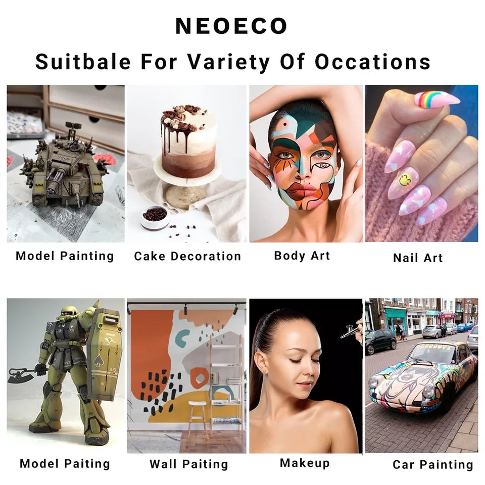 Portable Nail Art Airbrush Kit with High Pressure Nanobelt Compressor and Oxygen Injector Specialized Tools for Craft Painting