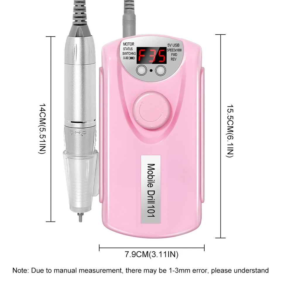 35000rpm Nail Drill Machine Professional Lathe Nail Milling Cutter Rechargeable Nail Art Electric Sander Motor Polisher