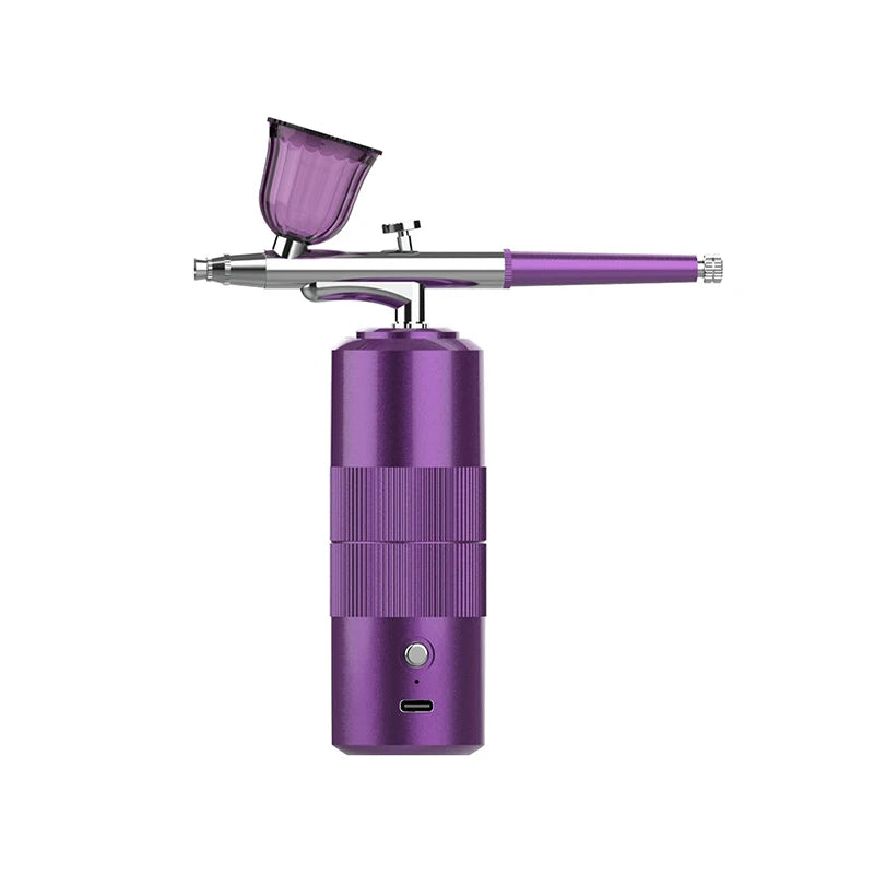 Portable Nail Art Airbrush Kit with High Pressure Nanobelt Compressor and Oxygen Injector Specialized Tools for Craft Painting